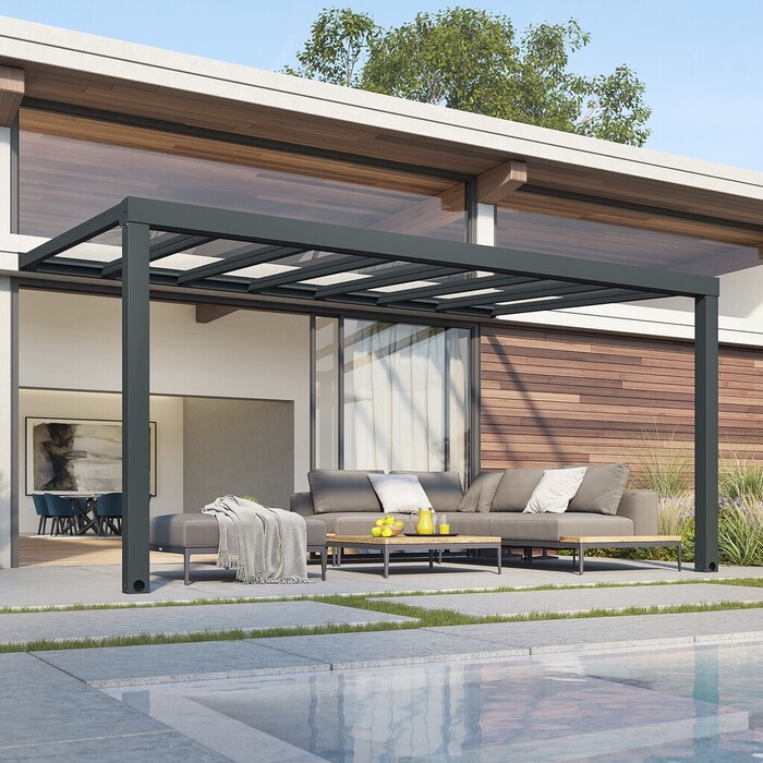Terrasstak Stockholm 3,4 x 3,7 m Antracit Canopia by Palram